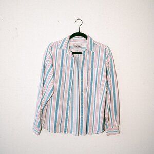 Vintage 80s/90s Pastel Striped Levi’s Button-Down Denim Shirt – Unisex XL